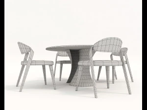 contemporary design table and chair set 4 3D Model