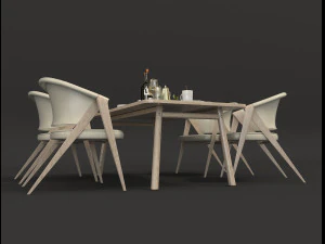 set meja dan kursi desain kontemporer 5 Model 3D