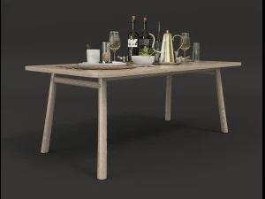 set meja dan kursi desain kontemporer 5 Model 3D