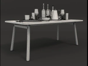 set meja dan kursi desain kontemporer 5 Model 3D