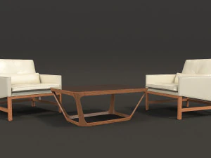 현대적인 디자인의 안락의자 세트 3 3D 모델