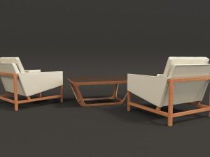 contemporary design armchair set 3 3D Model