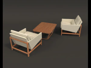 contemporary design armchair set 3 3D Model