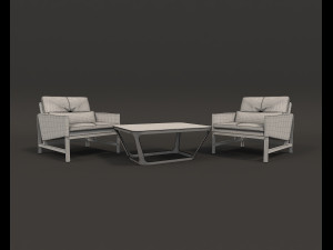 contemporary design armchair set 3 3D Model