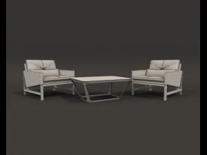 contemporary design armchair set 3 3D Model