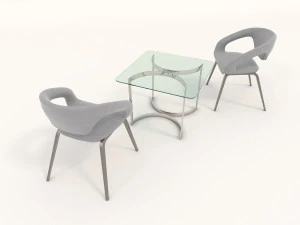modern table and chair set 4 3D Model