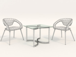 modern table and chair set 4 Modello 3D