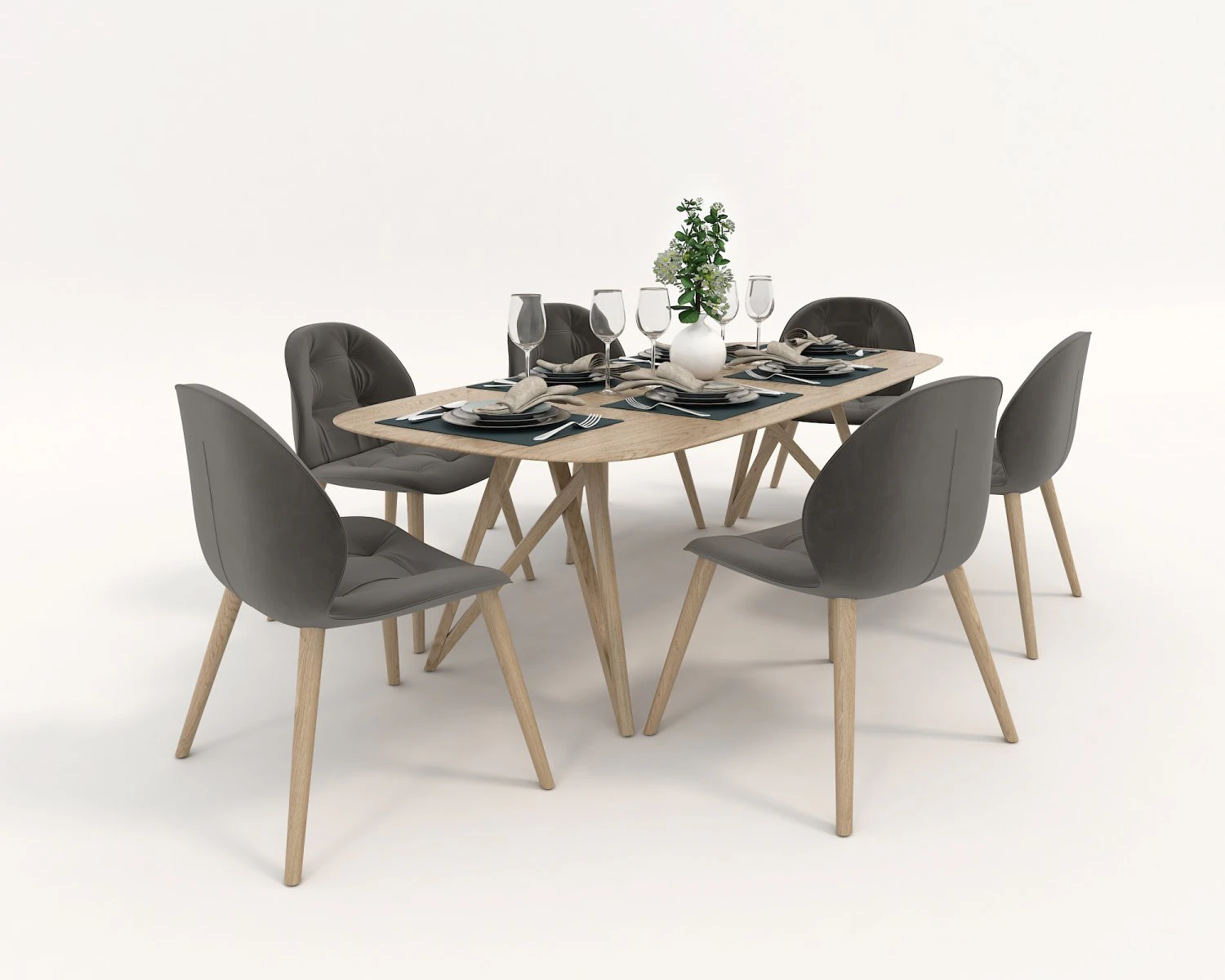 contemporary design dining set 3D Model .c4d .max .obj .3ds .fbx .stl .blend 