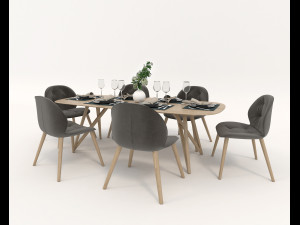 contemporary design dining set 3D Model