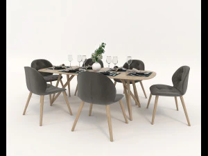 contemporary design dining set 3D Model