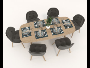 contemporary design dining set 3D Model