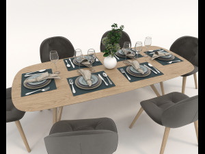 contemporary design dining set 3D Model