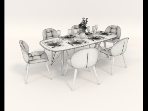 contemporary design dining set 3D Model