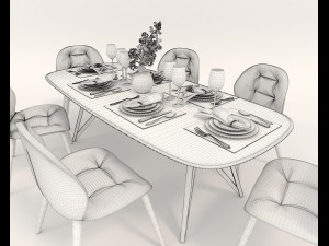 contemporary design dining set 3D Model