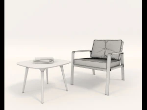 contemporary design armchair set 4 3D Model