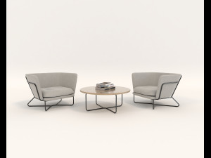 modern table and chair set 5 3D Model