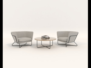 modern table and chair set 5 3D 模型