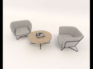 modern table and chair set 5 3D 模型