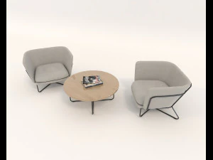 modern table and chair set 5 3D Model