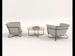 modern table and chair set 5 3D Model