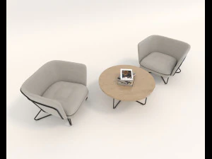modern table and chair set 5 3D Model