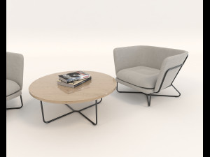 modern table and chair set 5 3D 模型