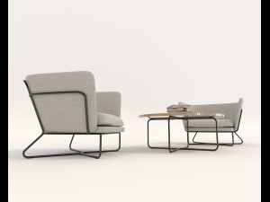 modern table and chair set 5 3D 模型