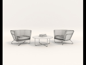 modern table and chair set 5 3D 模型