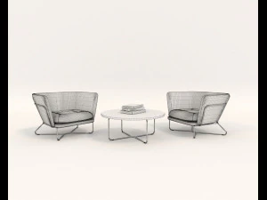 modern table and chair set 5 3D Model