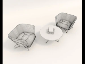 modern table and chair set 5 3D Model