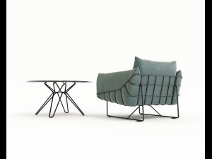 contemporary design armchair set 5 3D Model