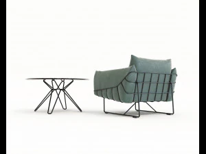 contemporary design armchair set 5 3D Model