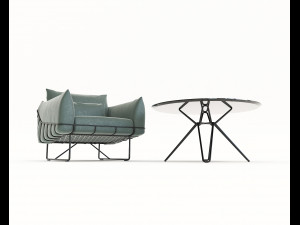 contemporary design armchair set 5 3D Model
