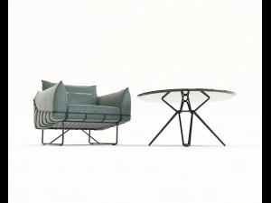 contemporary design armchair set 5 3D Model