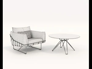 contemporary design armchair set 5 3D Model