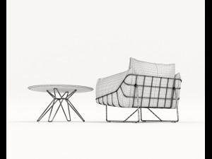 contemporary design armchair set 5 3D Model