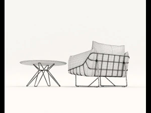 contemporary design armchair set 5 3D Model