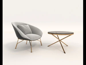 contemporary design armchair set 7 3D Model