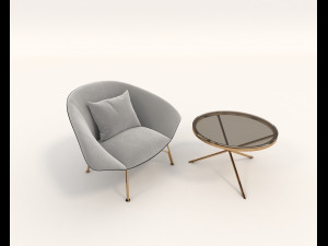 contemporary design armchair set 7 3D Model