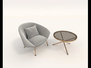 contemporary design armchair set 7 3D Model