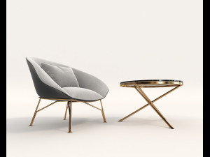 contemporary design armchair set 7 3D Model