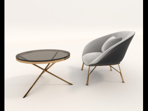 contemporary design armchair set 7 3D Model