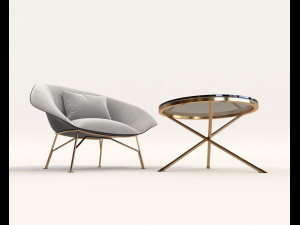 contemporary design armchair set 7 3D Model