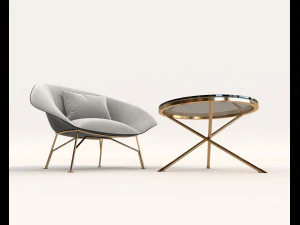 contemporary design armchair set 7 3D Model