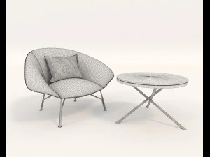 contemporary design armchair set 7 3D Model