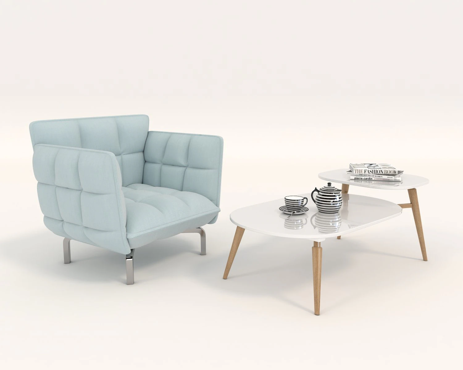 modern table and chair set 6 3D Model .c4d .max .obj .3ds .fbx .stl .blend