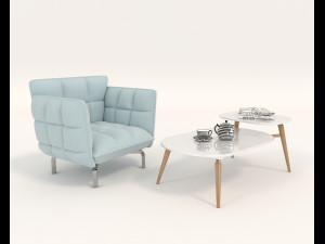 modern table and chair set 6 3D Model