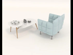 modern table and chair set 6 3D Model