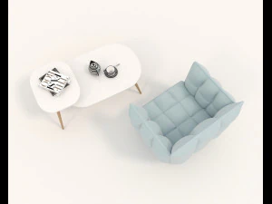 modern table and chair set 6 3D Model