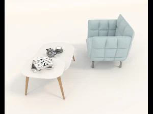 modern table and chair set 6 3D Model